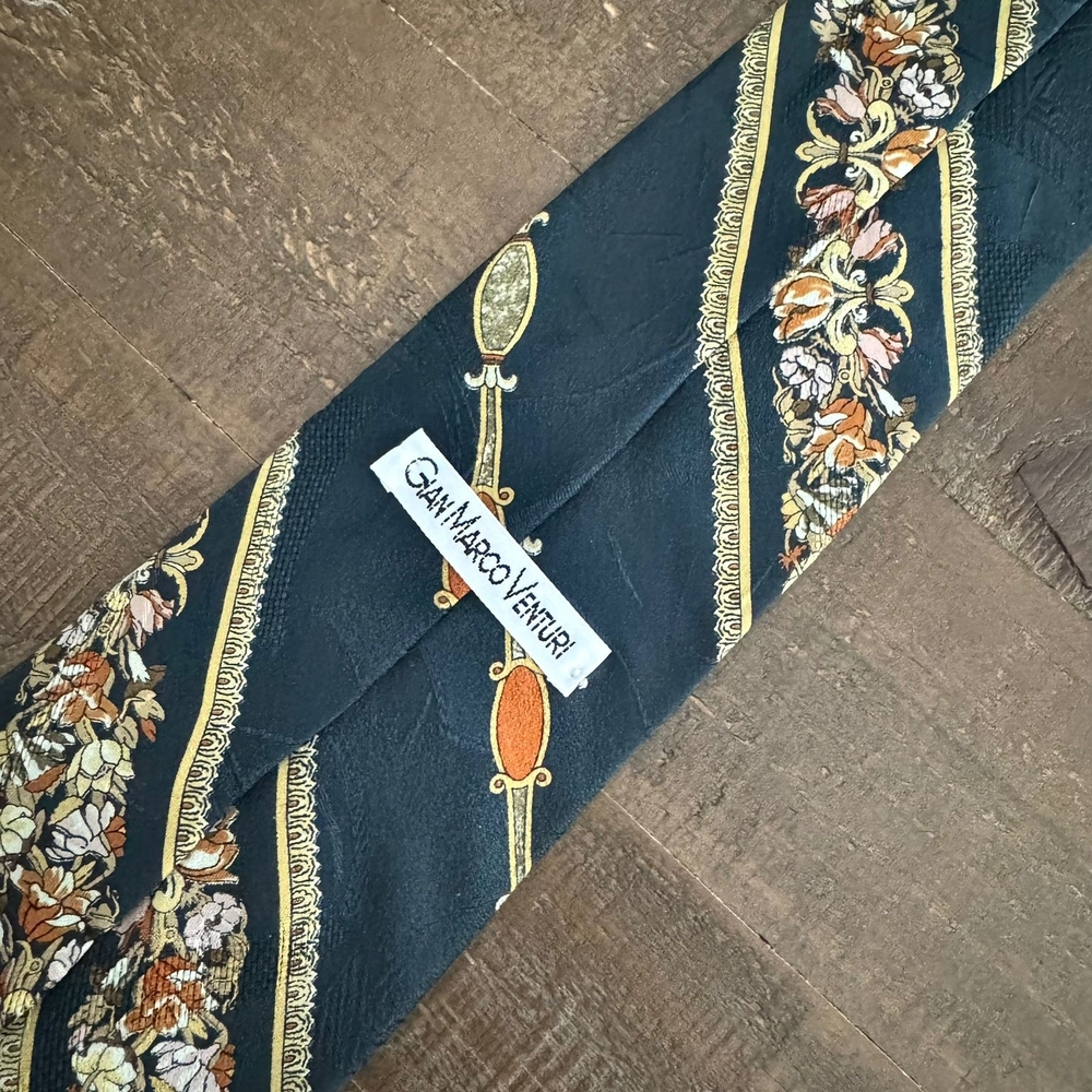 Floral Black Tie